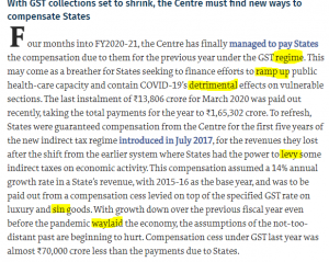 The Hindu Editorial Vocabulary- Digging deeper: On GST compensation | 29 July_3.1