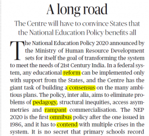 The Hindu Editorial Vocabulary- A long Road| 31 July_3.1