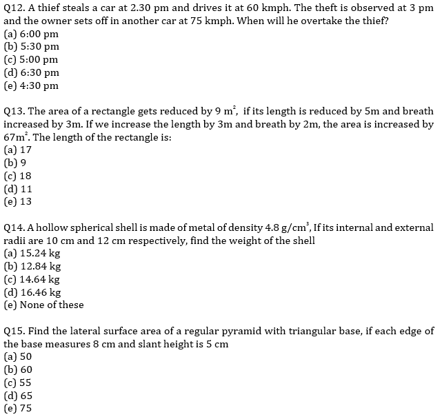 IBPS PO Prelims Quantitative Aptitude Mini Mock 4- Speed Time Distance, Mensuration, Probability and Permutation & Combination |_8.1