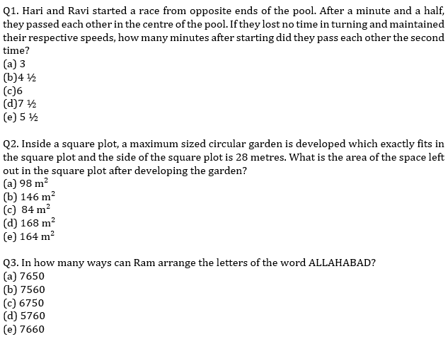 IBPS PO Prelims Quantitative Aptitude Mini Mock 4- Speed Time Distance, Mensuration, Probability and Permutation & Combination |_4.1