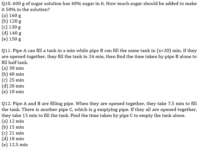 IBPS PO Prelims Quantitative Aptitude Mini Mock 25- Mixture & Allegation, Time & Work and Pipes & Cisterns |_6.1