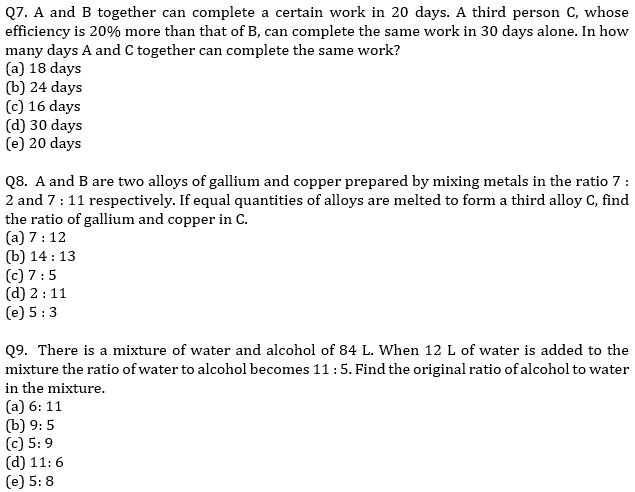 IBPS PO Prelims Quantitative Aptitude Mini Mock 25- Mixture & Allegation, Time & Work and Pipes & Cisterns |_5.1