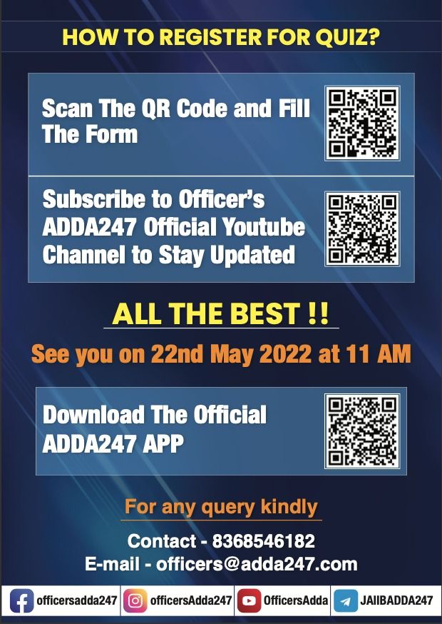 The Big Inter Bank Quiz on Officers Adda247 Youtube Channel on 22nd May 2022: Participate & Win Big |_4.1