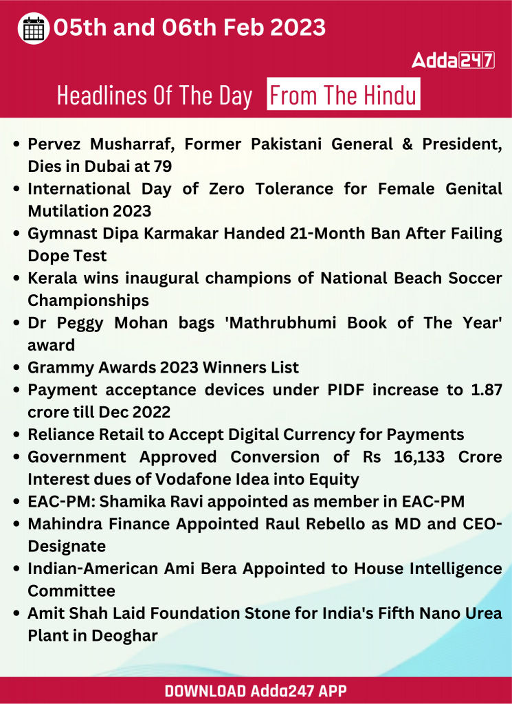 Daily Current Affairs 05th and 06th February 2023_25.1