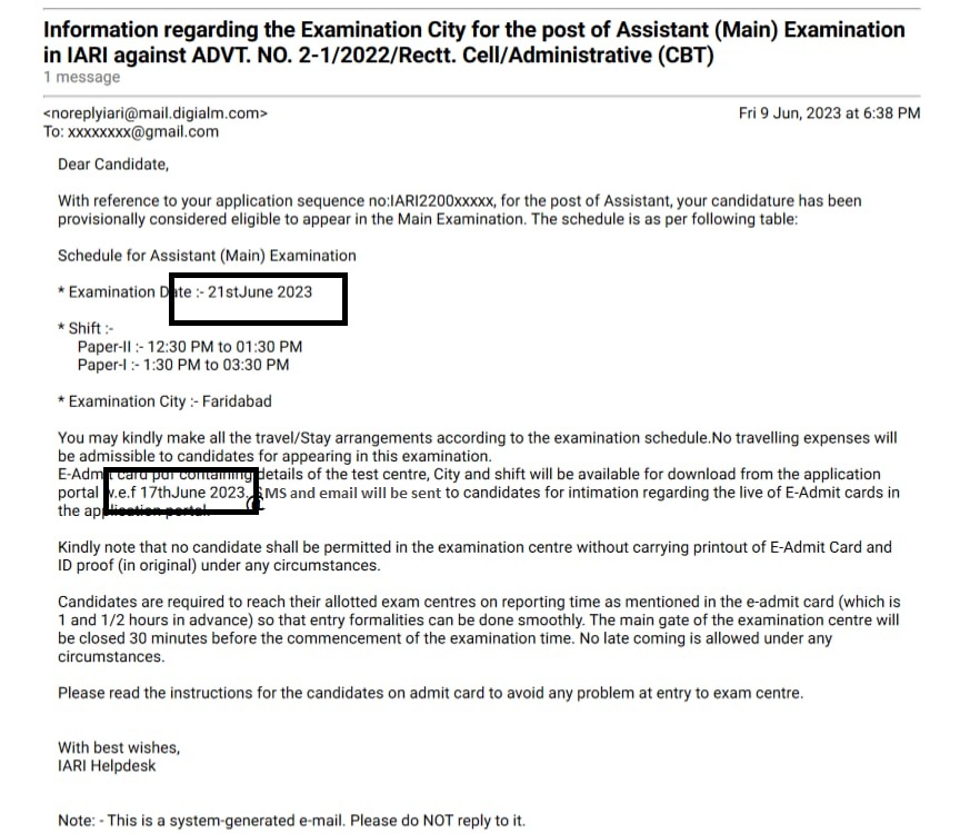 ICAR IARI Assistant Mains Admit Card 2023 Out, Call Letter Link_3.1