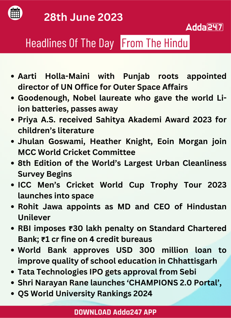 Daily Current Affairs and News Headlines of 28th June 2023_15.1