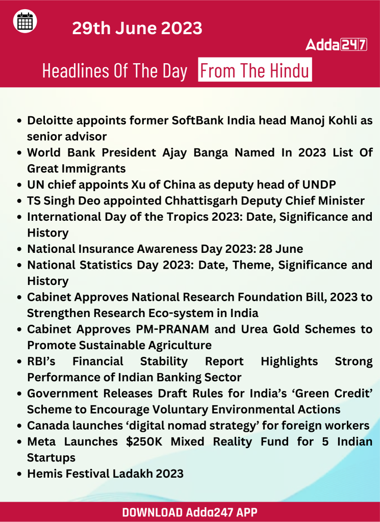 Daily Current Affairs and News Headlines of 29th June 2023_17.1