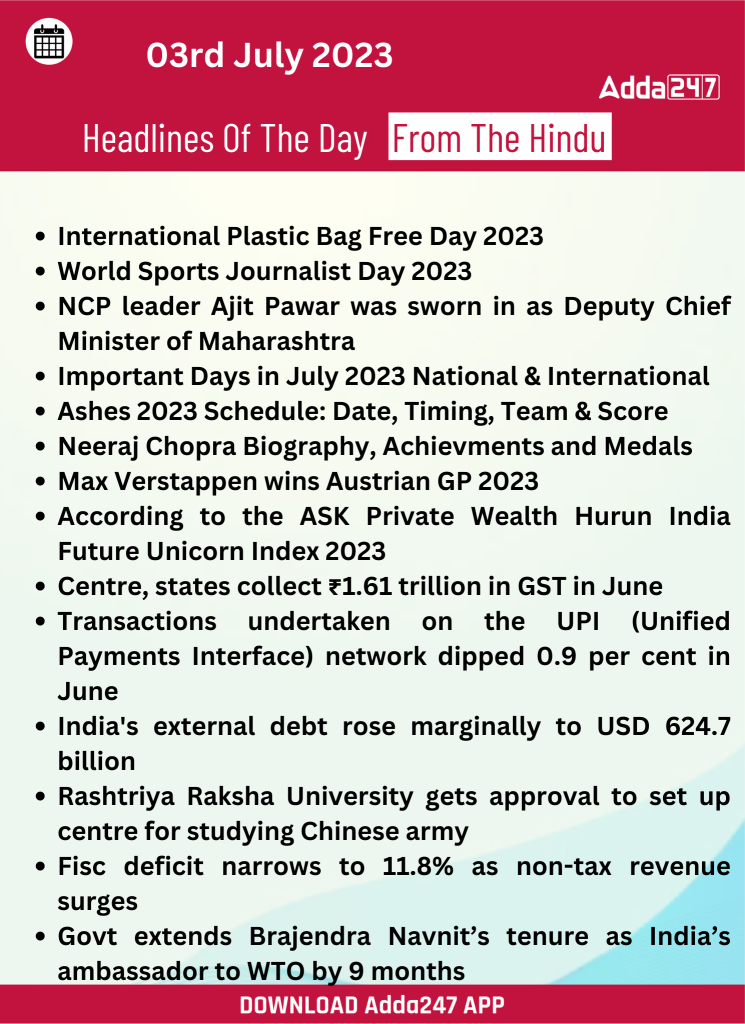 Daily Current Affairs and News Headlines of 3rd July 2023_15.1