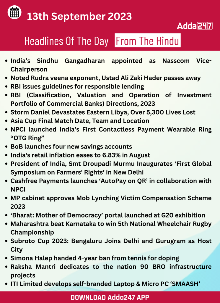 Daily Current Affairs 13 September 2023, Important News Headlines (Daily GK Update)_23.1