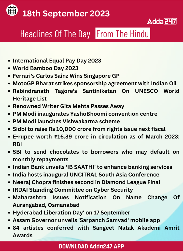 Daily Current Affairs 18 September 2023, Important News Headlines (Daily GK Update)_23.1