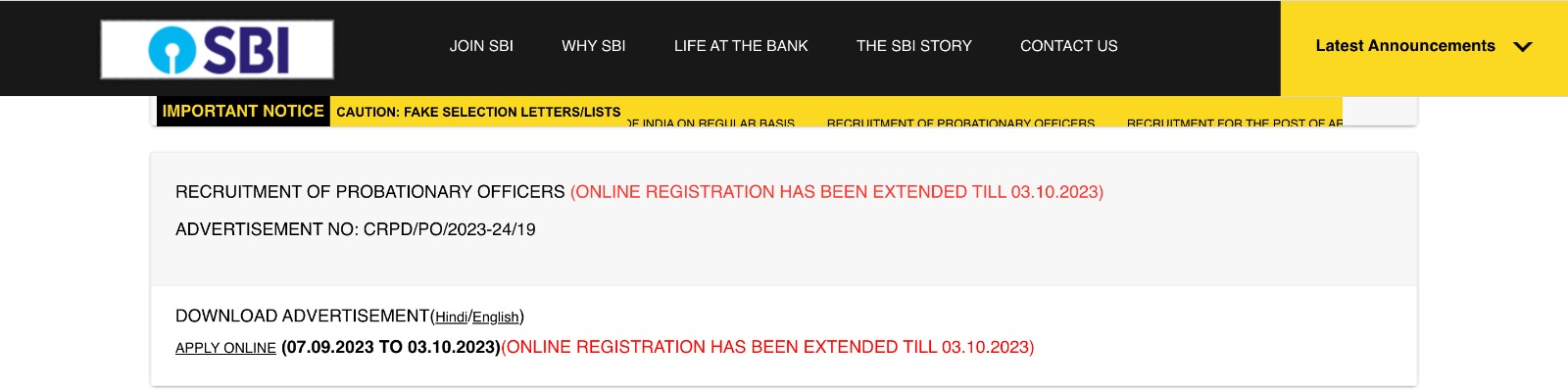 SBI PO Apply Online 2023 Last Date Extended