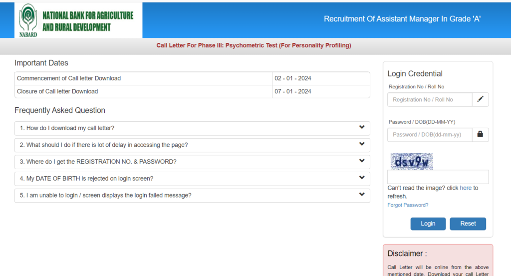 NABARD Grade A Psychometric Test Call Letter 2024 Out, Direct Link_3.1