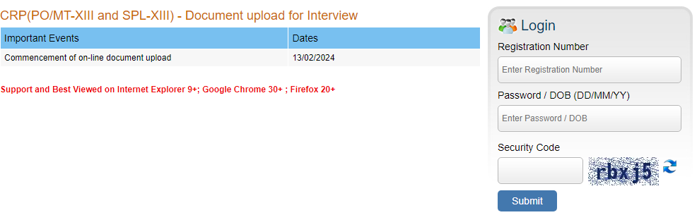 Upload Documents for IBPS PO Interview