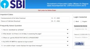 SBI SO Admit Card 2024