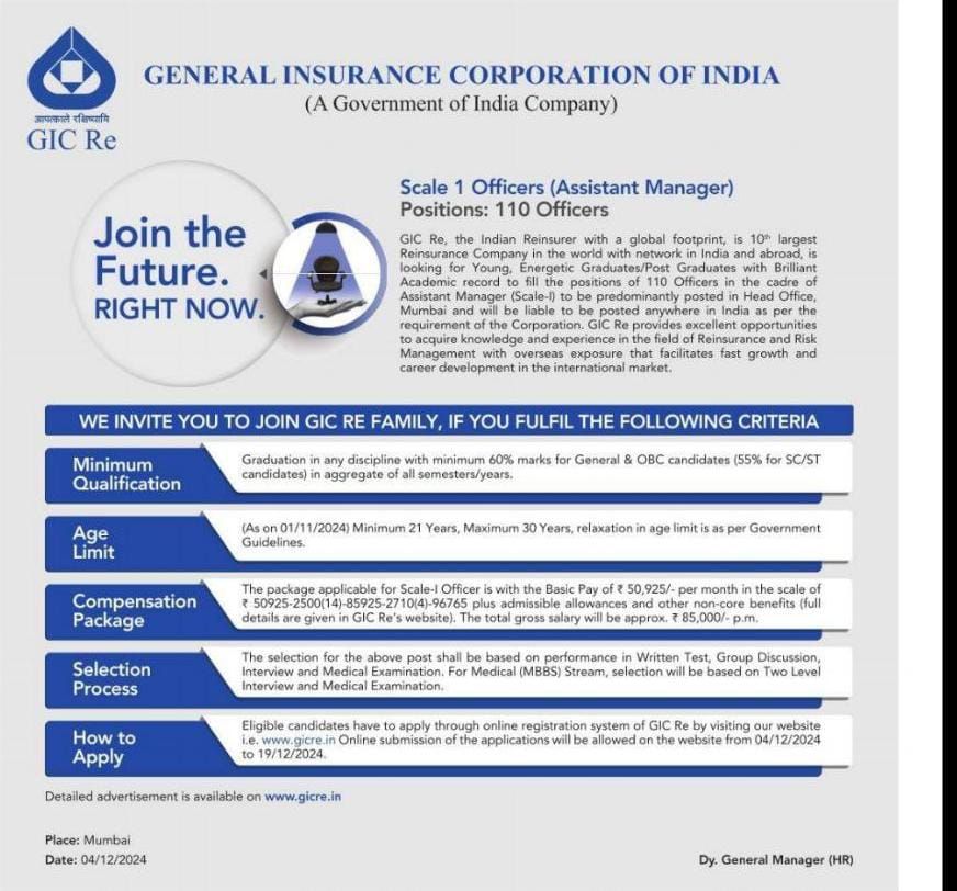 GIC Assistant Manager Recruitment 2024 Notification Out For 110 Vacancies_3.1