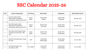 SSC Calendar 2025-26