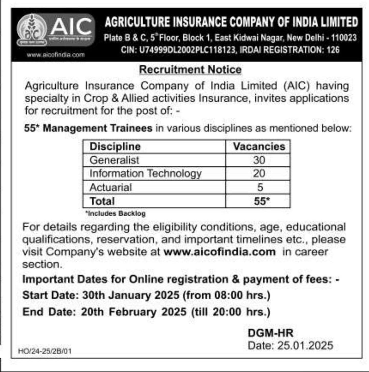 AIC Management Trainee Recruitment 2025 Notification Out for 55 Vacancies_3.1