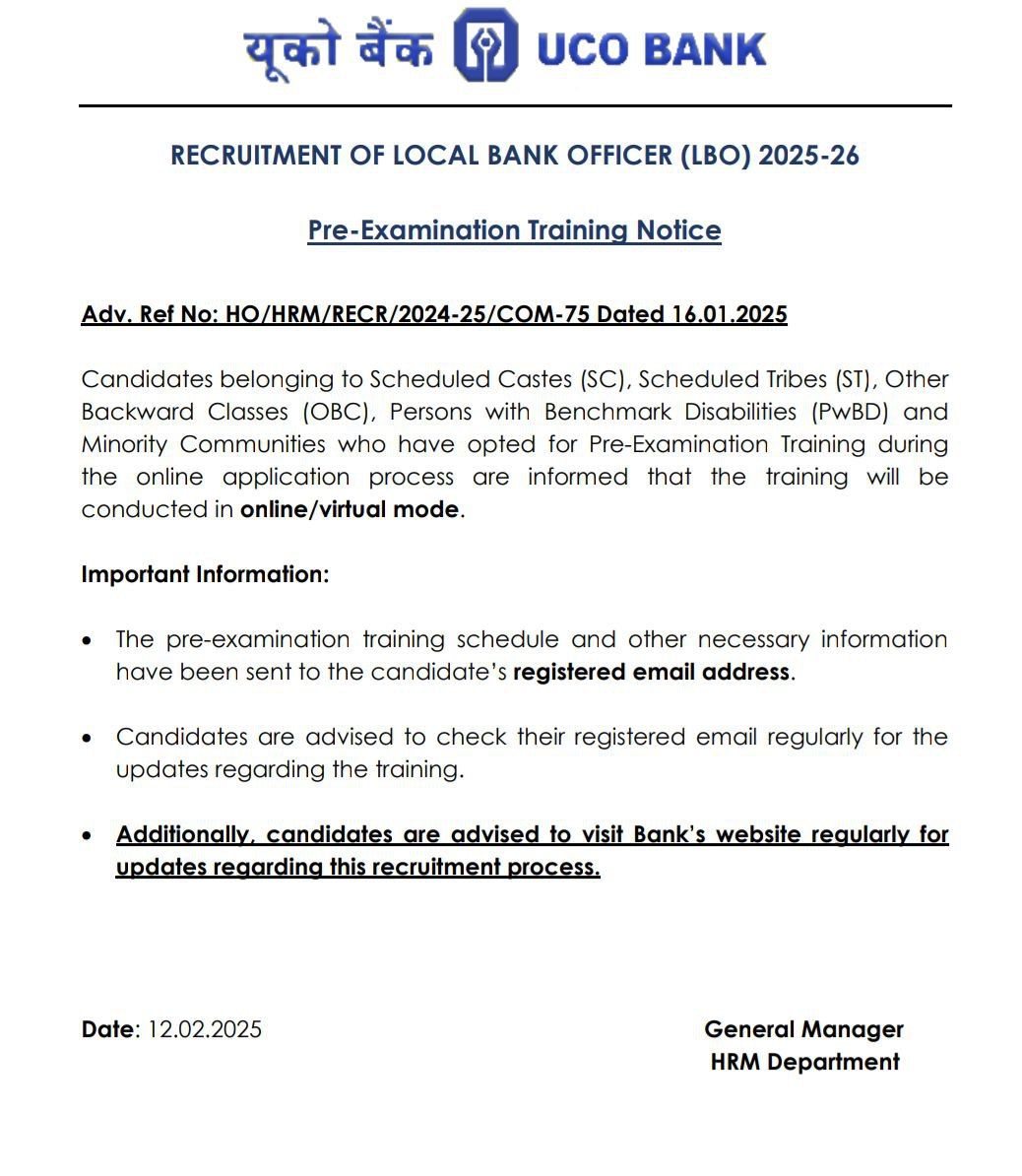 UCO Bank LBO PET 2025 Notice Out, Download Official Notice_3.1